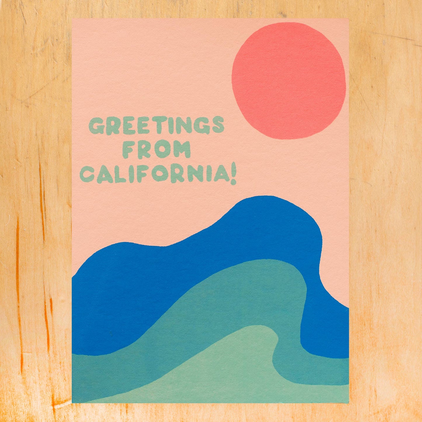 GREETINGS FROM CALIFORNIA WAVES GREETING CARD