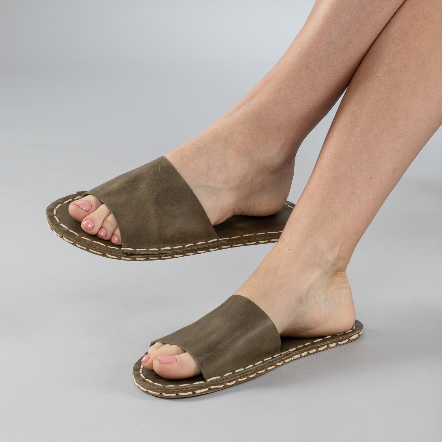 Green Barefoot Slide Sandals