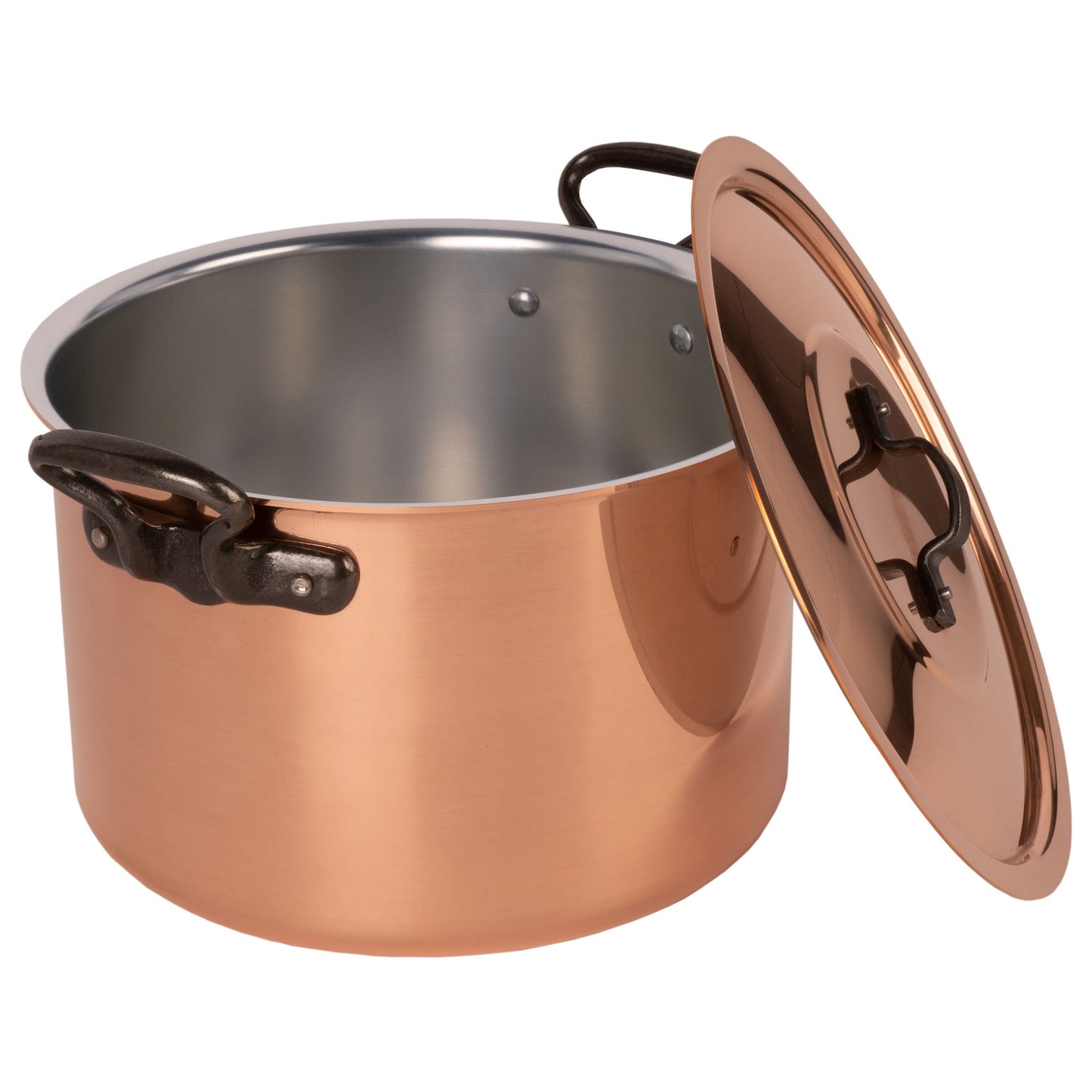 Tinned copper soup pot with higher walls, 6.3 qt