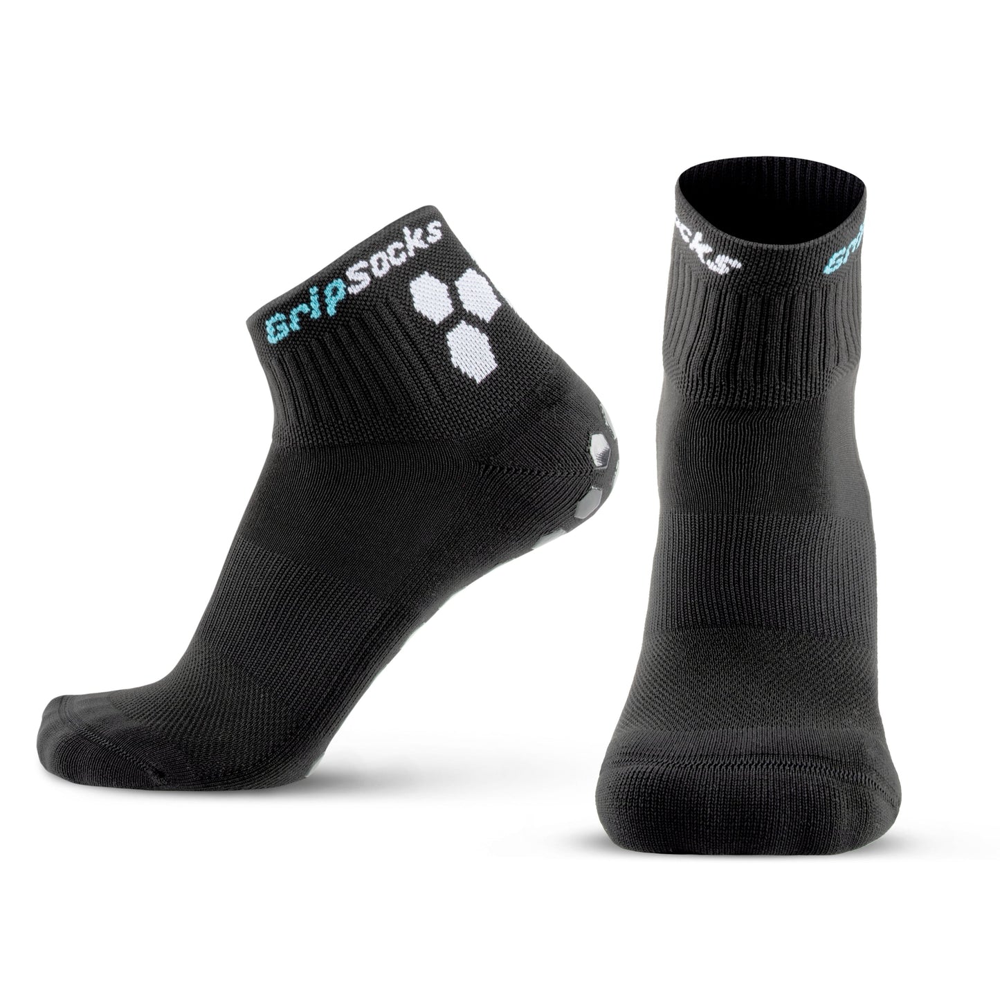 Athletic Socks with Grips - 1/4 Crew - Black