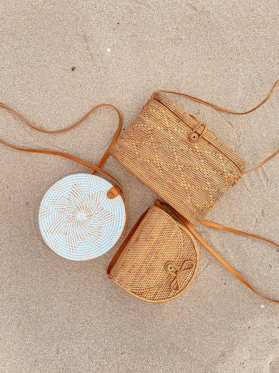 Rattan Shoulder Lid Bag