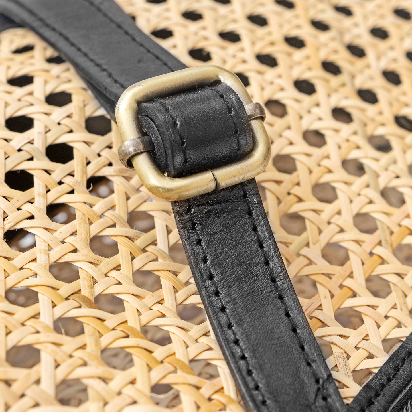 Pia Rattan Cane Shoulder Bag: Tan
