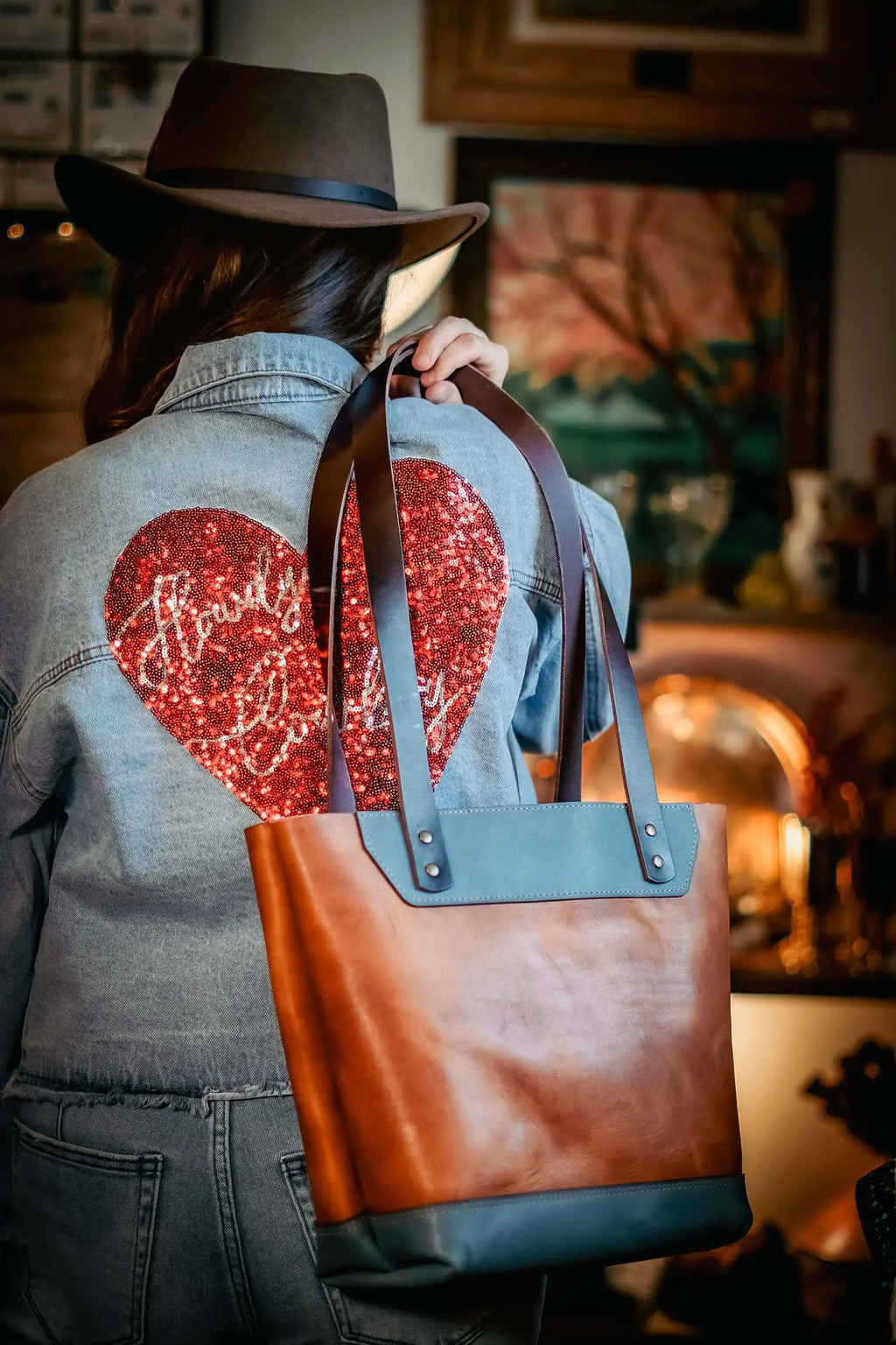 The Naomi Leather Tote Bag - Ocean Tide