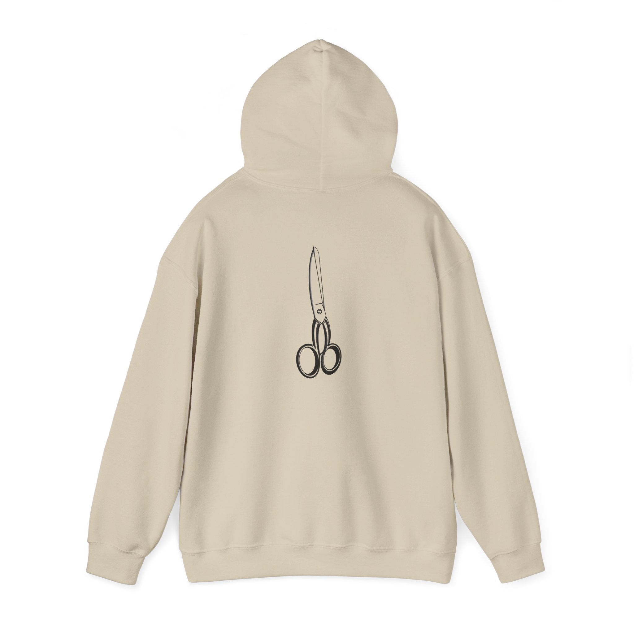 Hooded Sweatshirt with Custom Scissors Illustration by Daniel Villegas