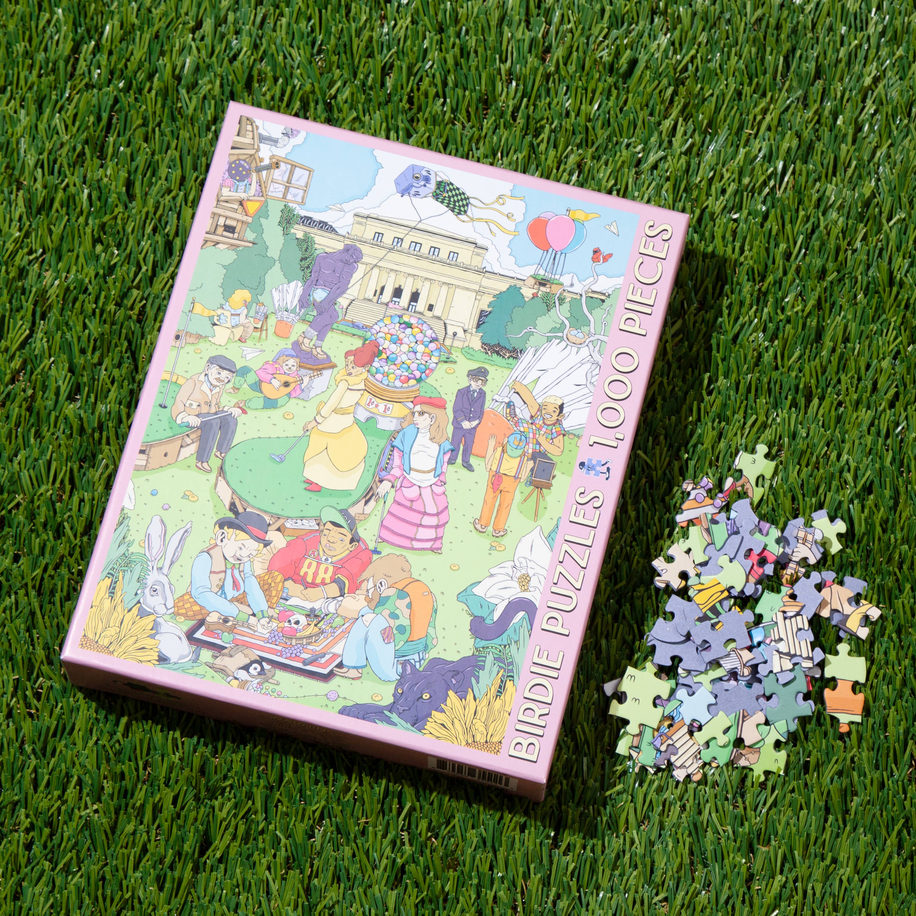 City Vibes 1000-piece puzzle by Birdie Puzzles — independent artist, made in USA, 100% recycled materials. Village Cobblery, Gualala CA.