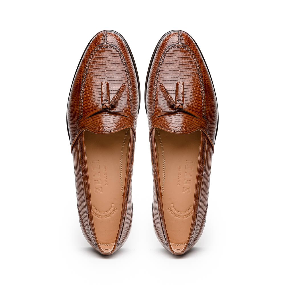 14-580-CGN FRANCO Teju Lizard Tassel Loafer, Cognac