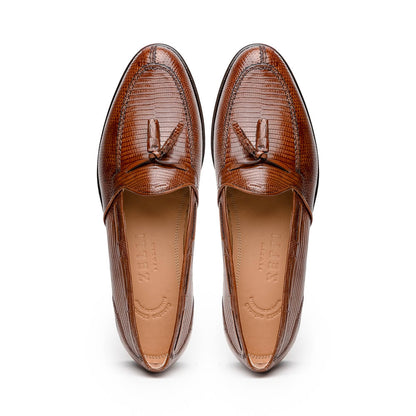 14-580-CGN FRANCO Teju Lizard Tassel Loafer, Cognac