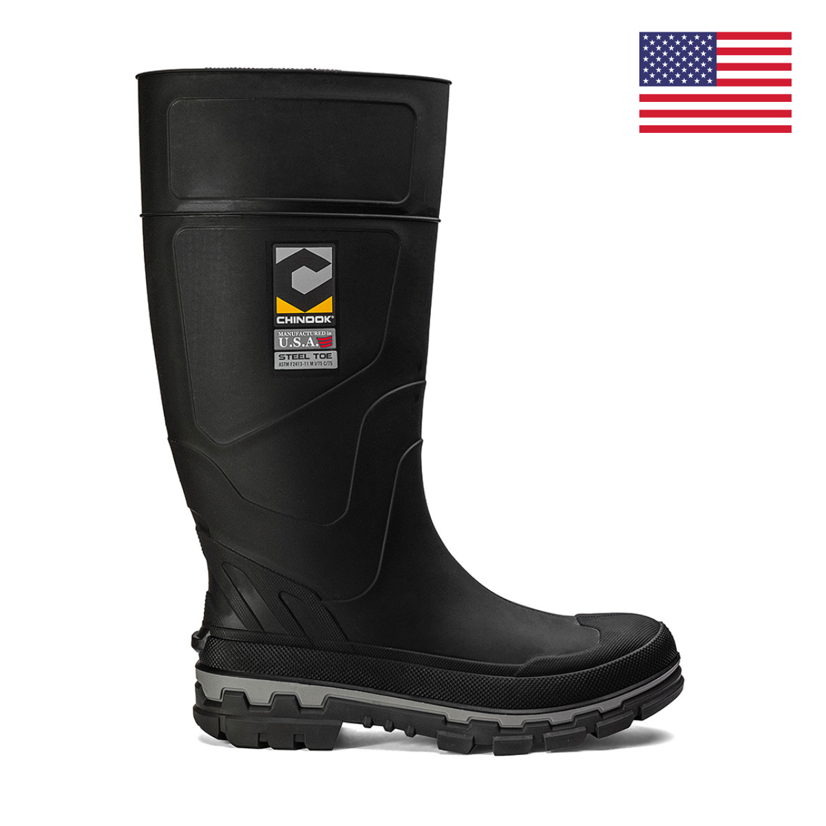 Kickaxe 15" Steel Toe Waterproof Rubber Boot – Black/Grey