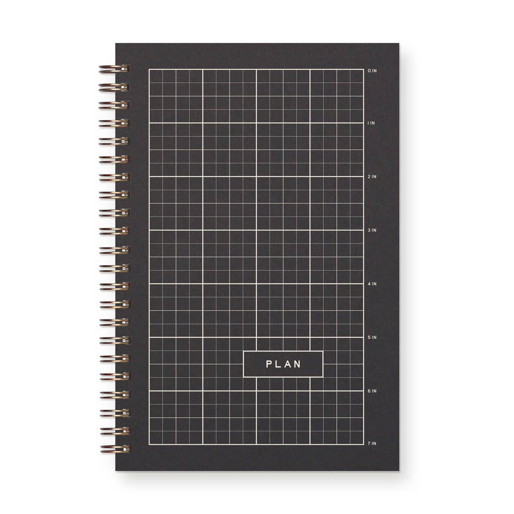 Ruler Grid Undated Weekly Planner Journal: French Vanilla | Dark Green Ink