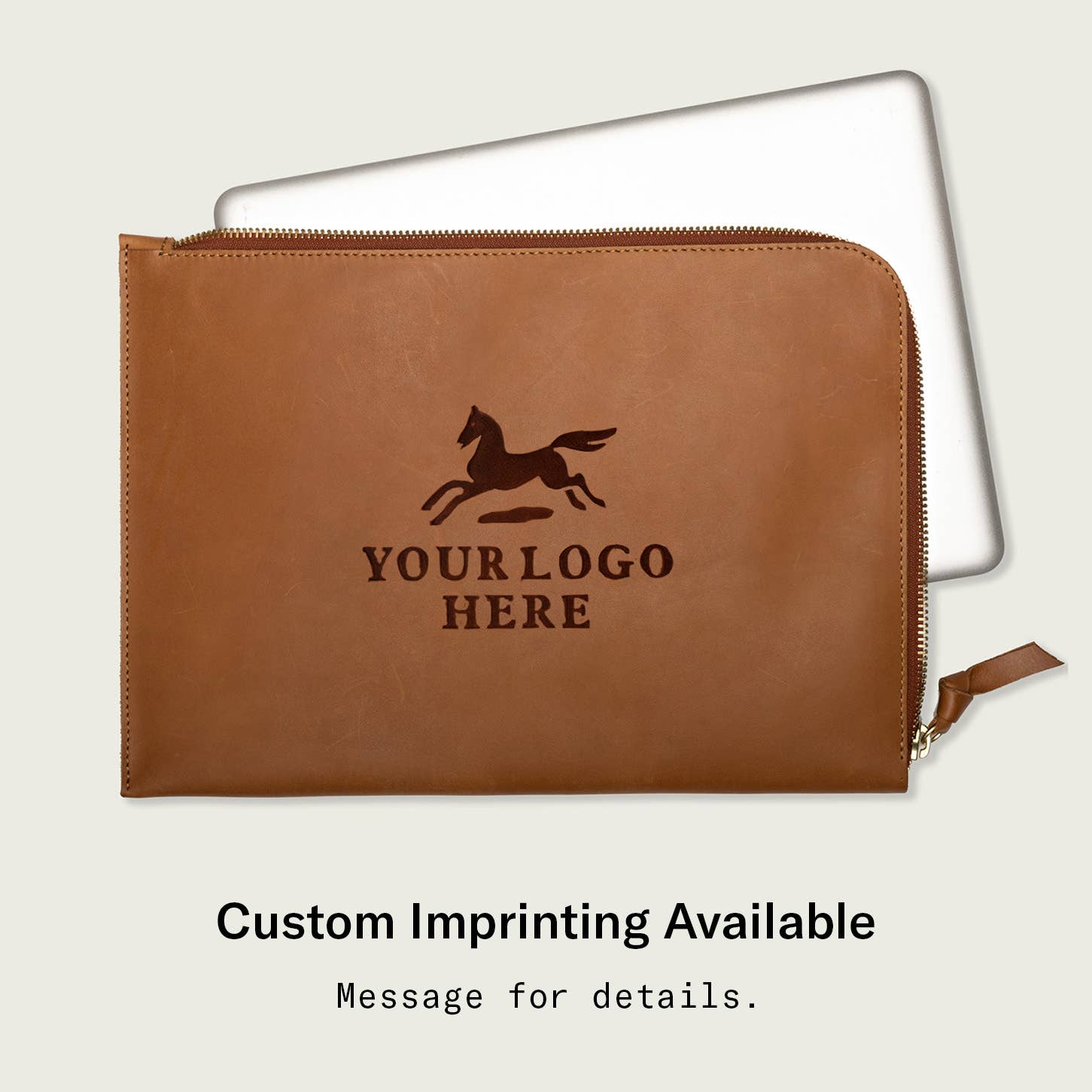 Full-Grain Leather Wide Zipper Tote Bag: Tan