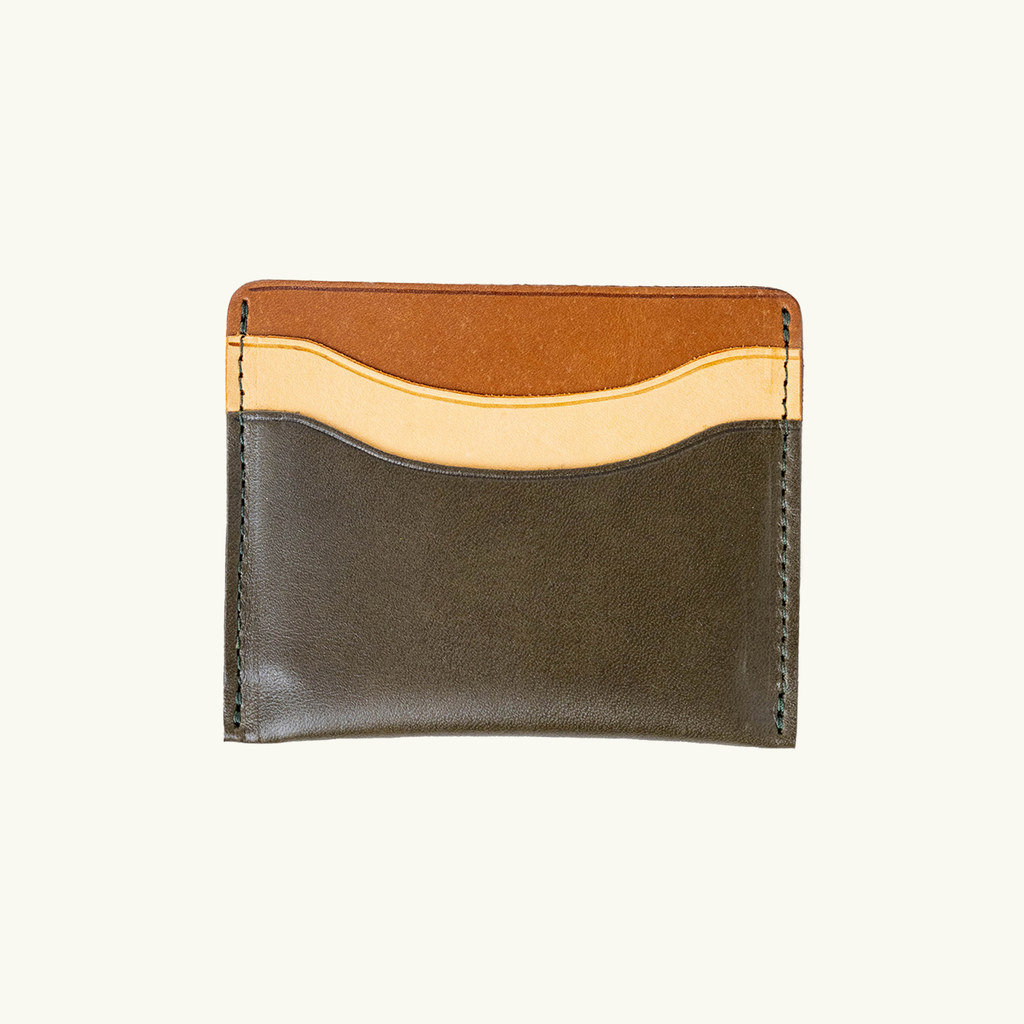 Full-Grain Leather Card Wallet – Slim Minimalist: Mixed Blue
