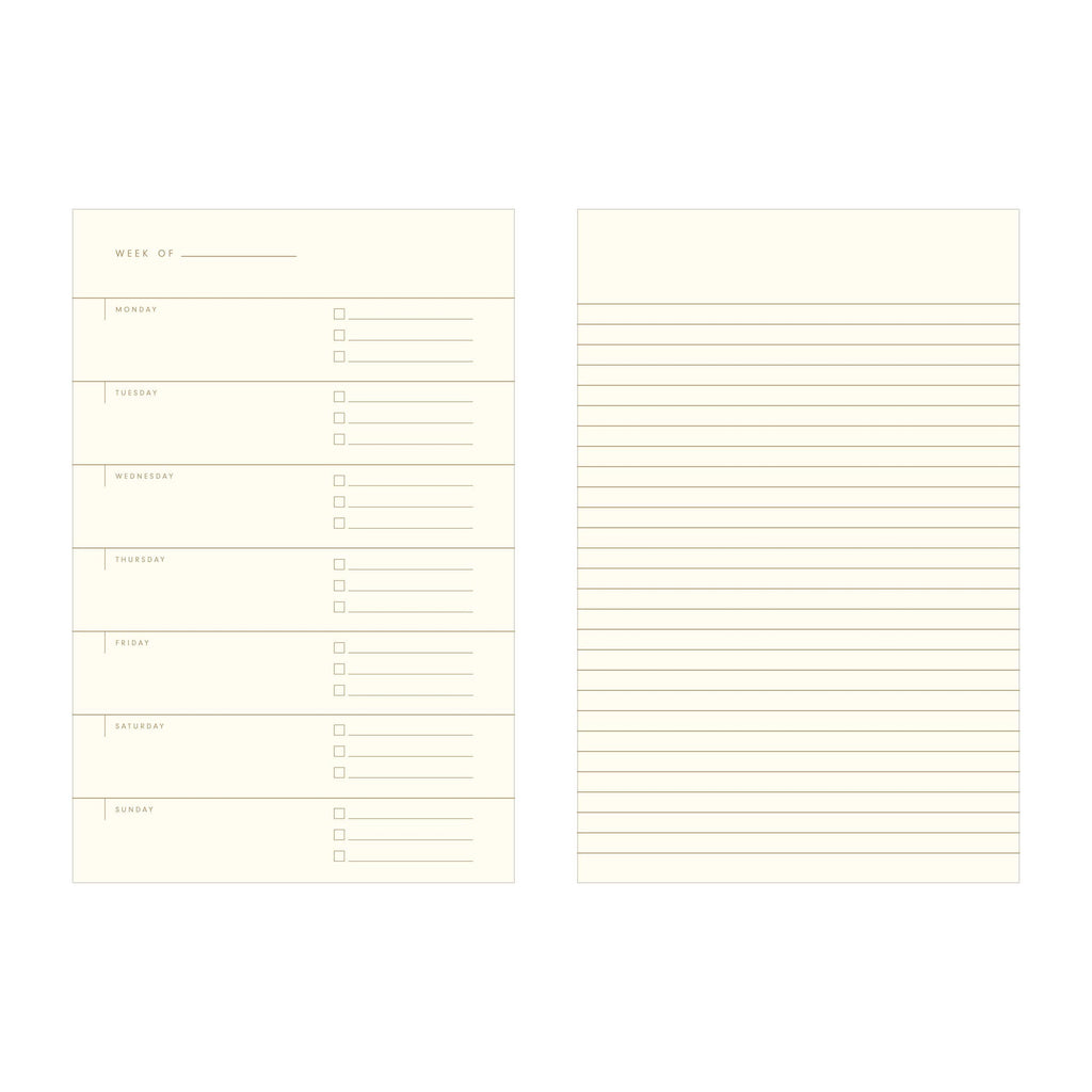 Ruler Grid Undated Weekly Planner Journal: French Vanilla | Dark Green Ink