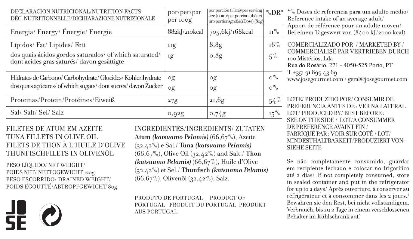 Jose Gourmet Tuna Fillets in Olive Oil, 120g