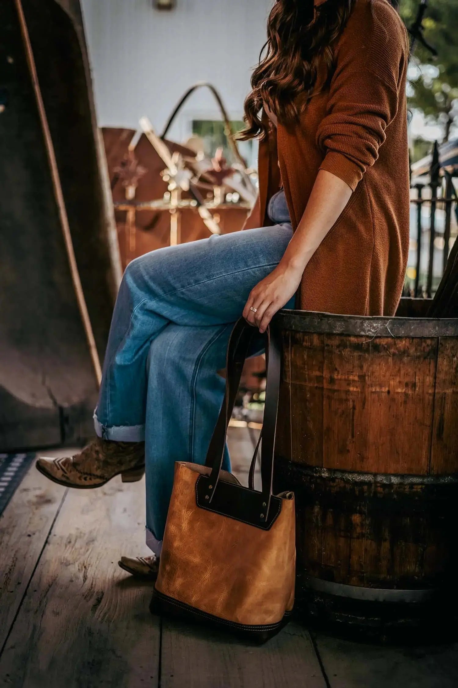 The Naomi Leather Tote Bag - Saddle Tan