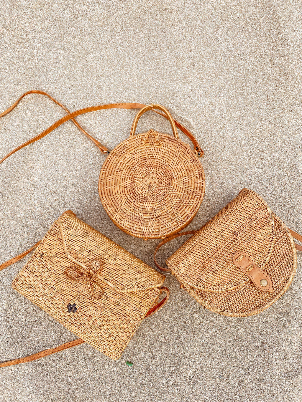 Round Top Handle Basket Bag