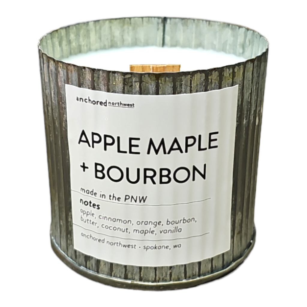 Apples & Maple Bourbon Rustic Vintage Farmhouse Wood Wick Candle: 10oz