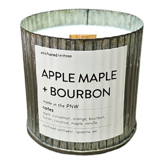 Apples & Maple Bourbon Rustic Vintage Farmhouse Wood Wick Candle: 10oz