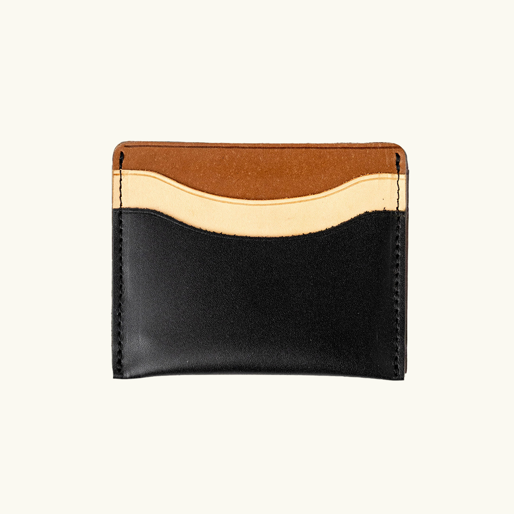 Full-Grain Leather Card Wallet – Slim Minimalist: Mixed Green