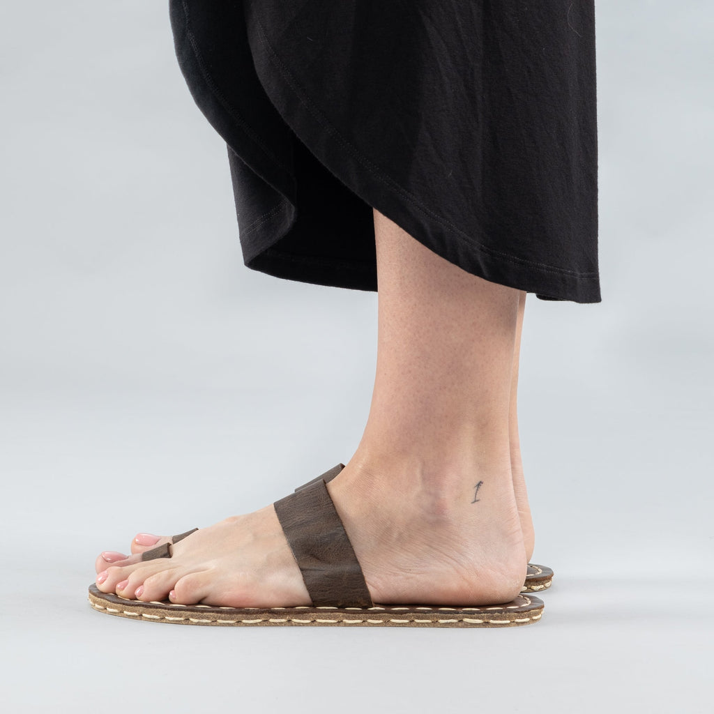 Coffee Barefoot Thong Sandals