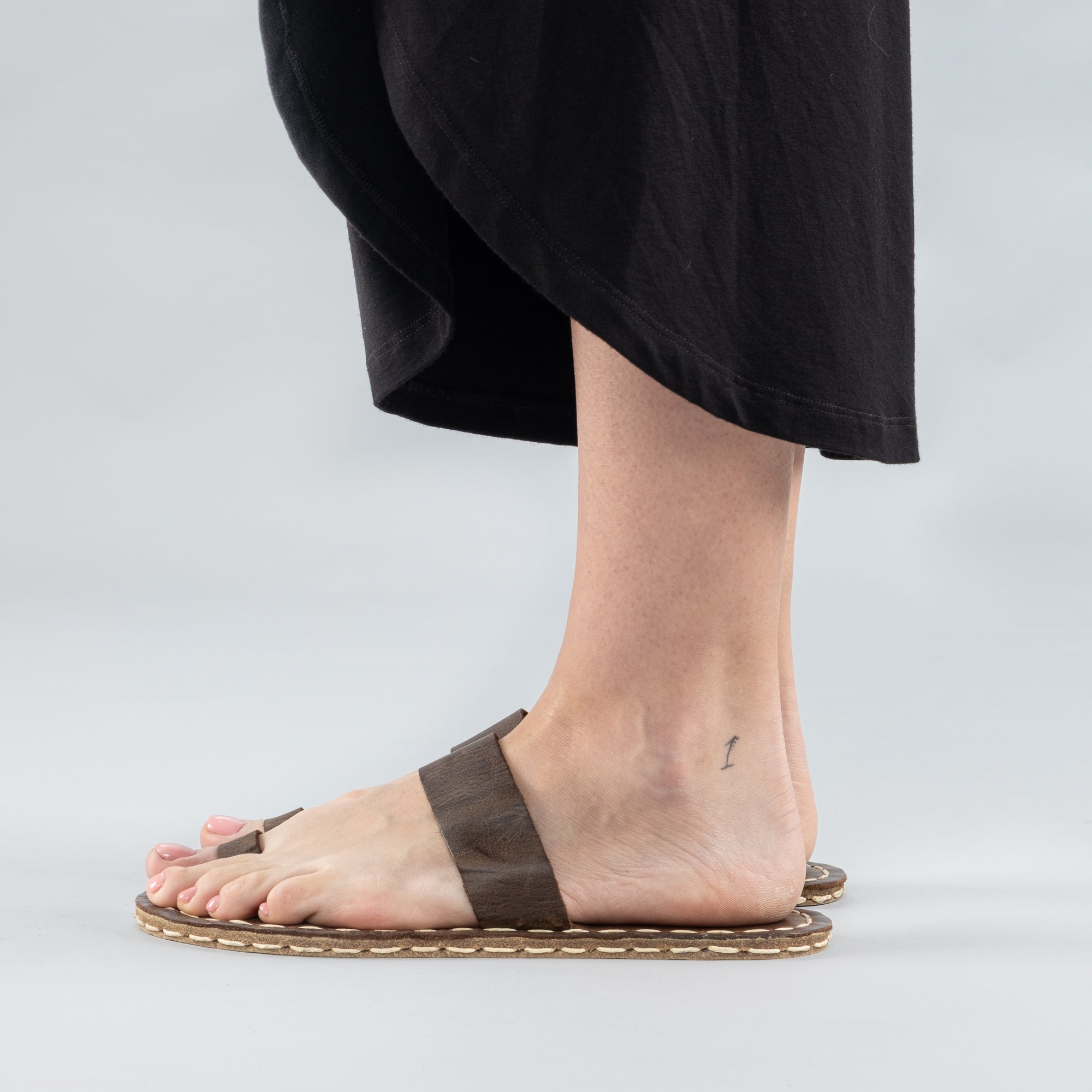 Coffee Barefoot Thong Sandals