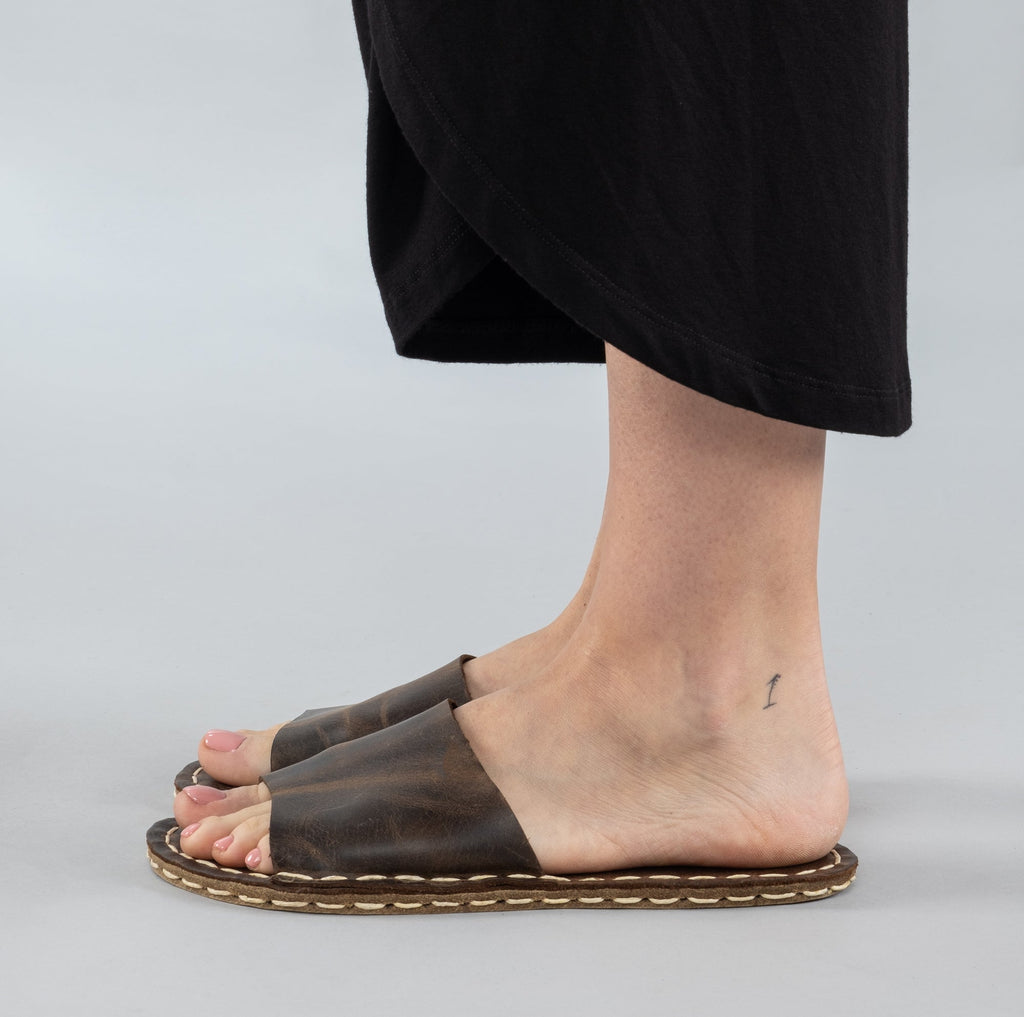 Coffee Barefoot Slide Sandals