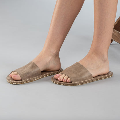 Tan Barefoot Slide Sandals
