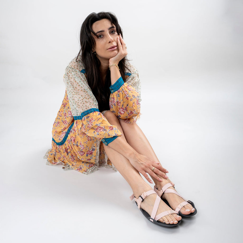 Women's Pink and Black Terra Barefoot Sandals