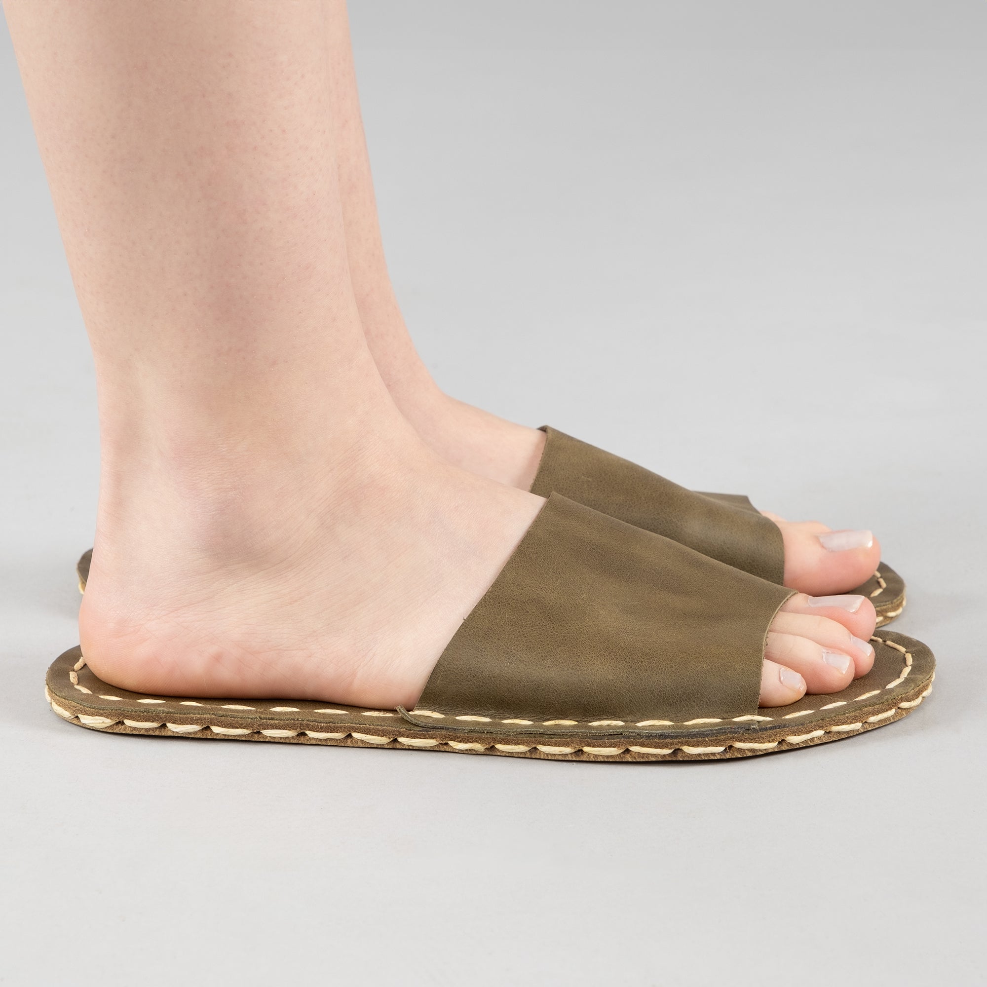 Green Barefoot Slide Sandals