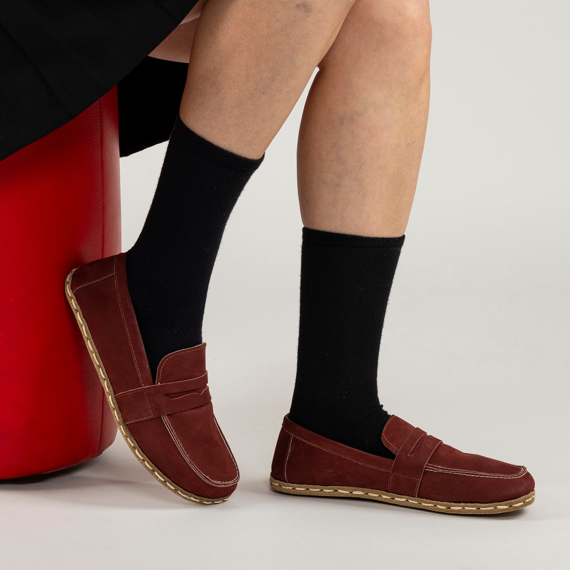 Women's Burgundy Penny Loafers