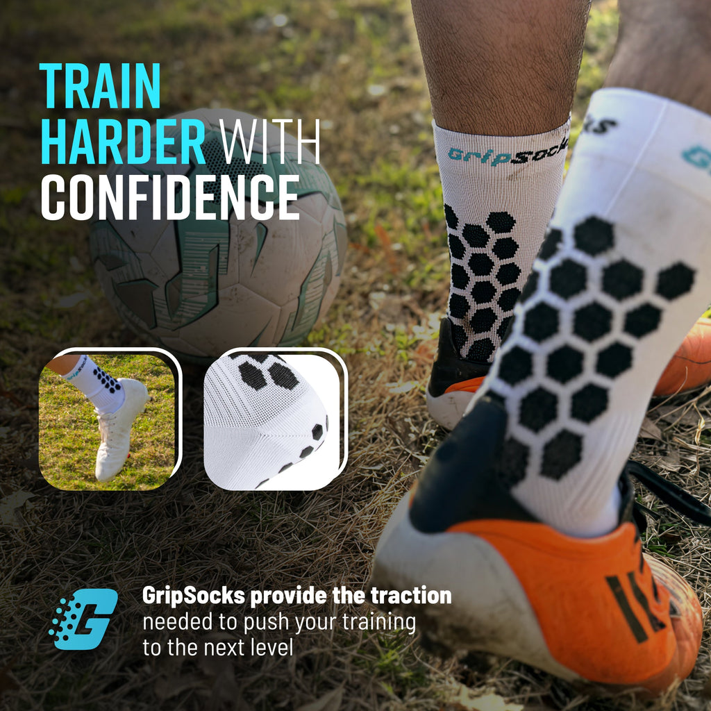GripSocks for Soccer - Crew Height - White