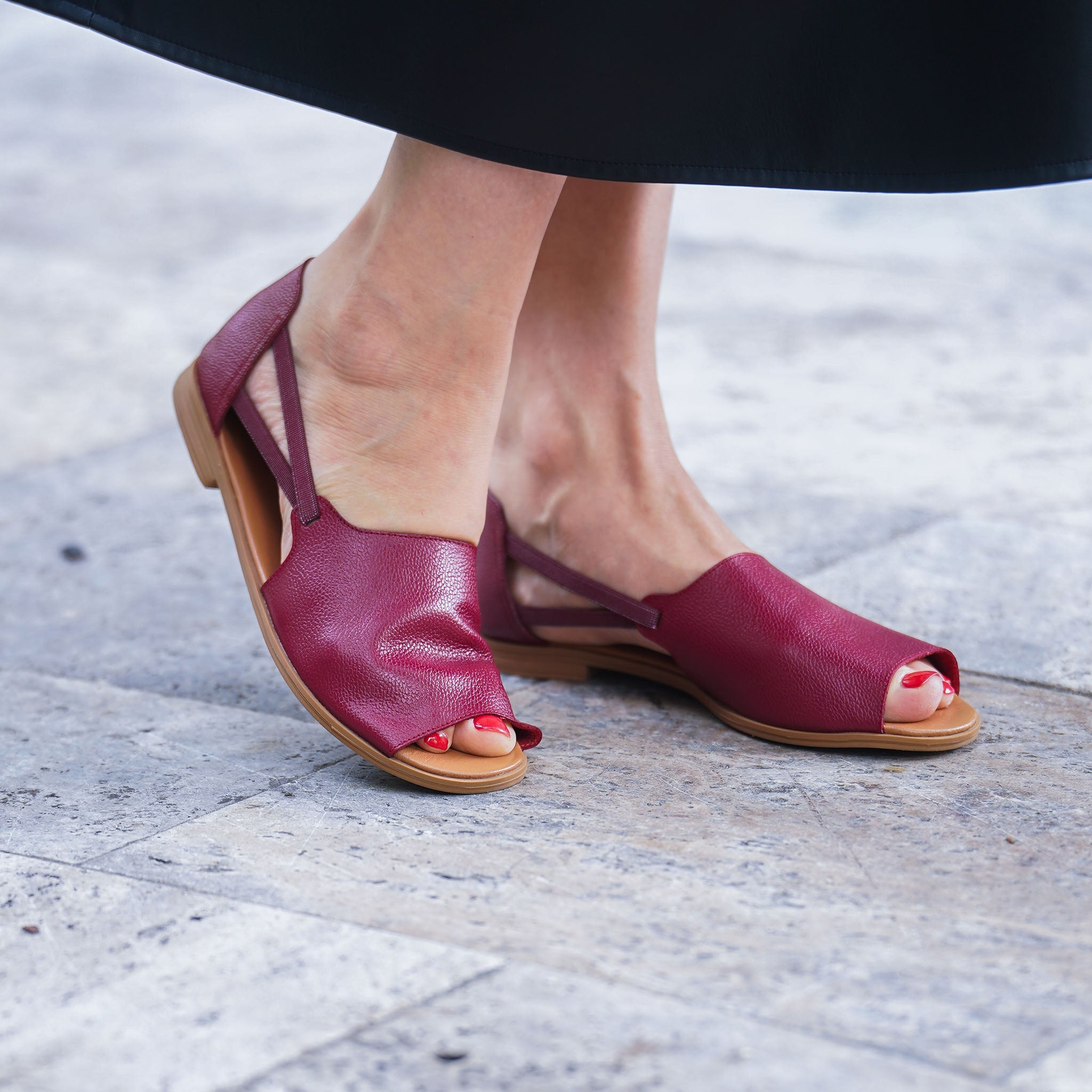 Burgundy Vintage Peep Toes