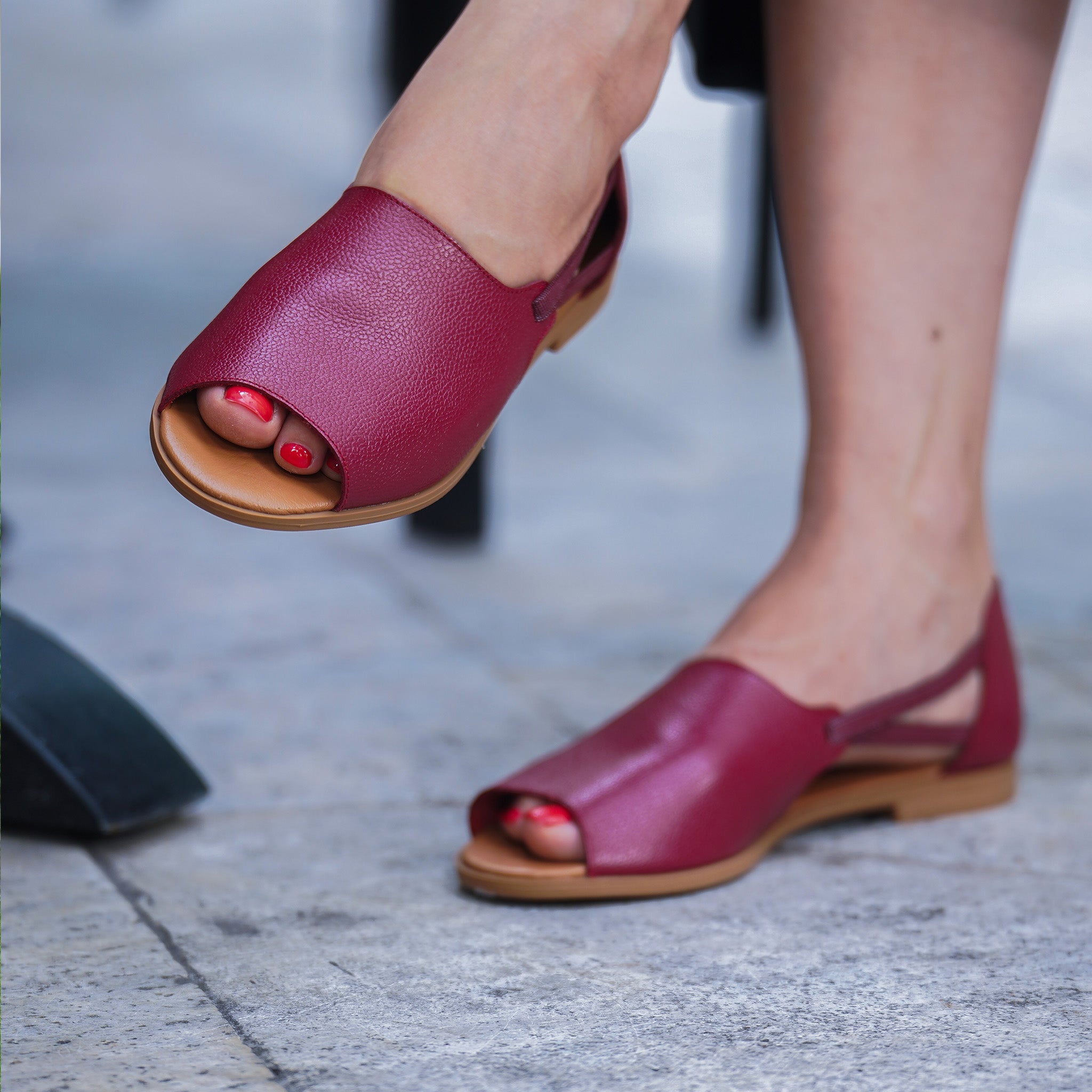Burgundy Vintage Peep Toes