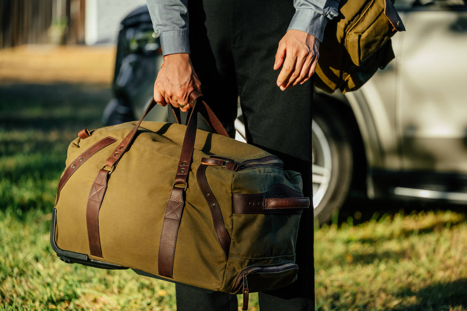 Campaign Waxed Canvas Wheeled Carry-On Duffle Bag