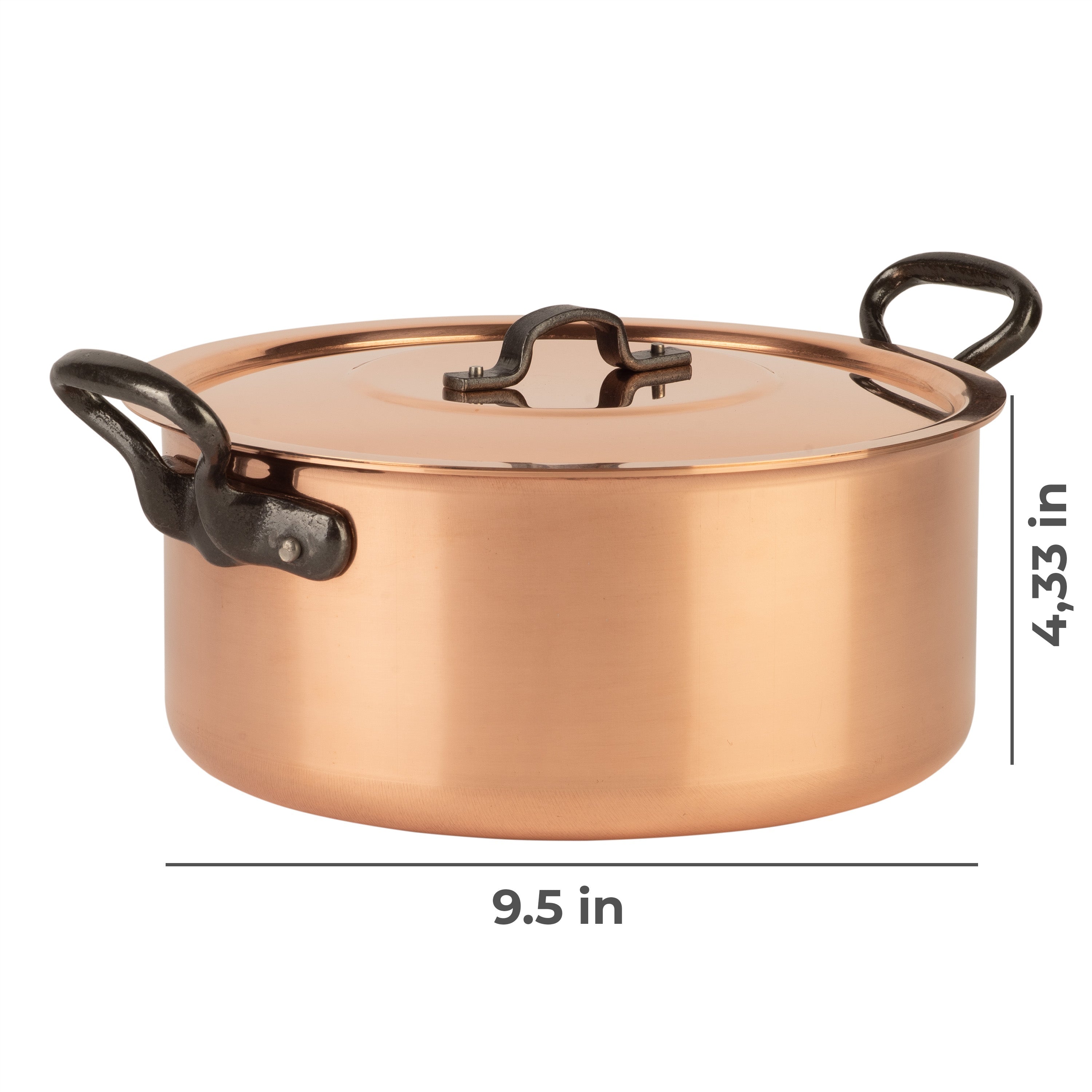 Tinned copper stock pot with lid