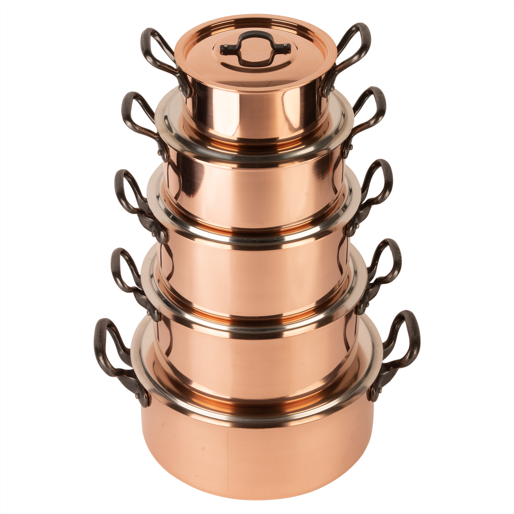 Tinned copper stock pot with lid