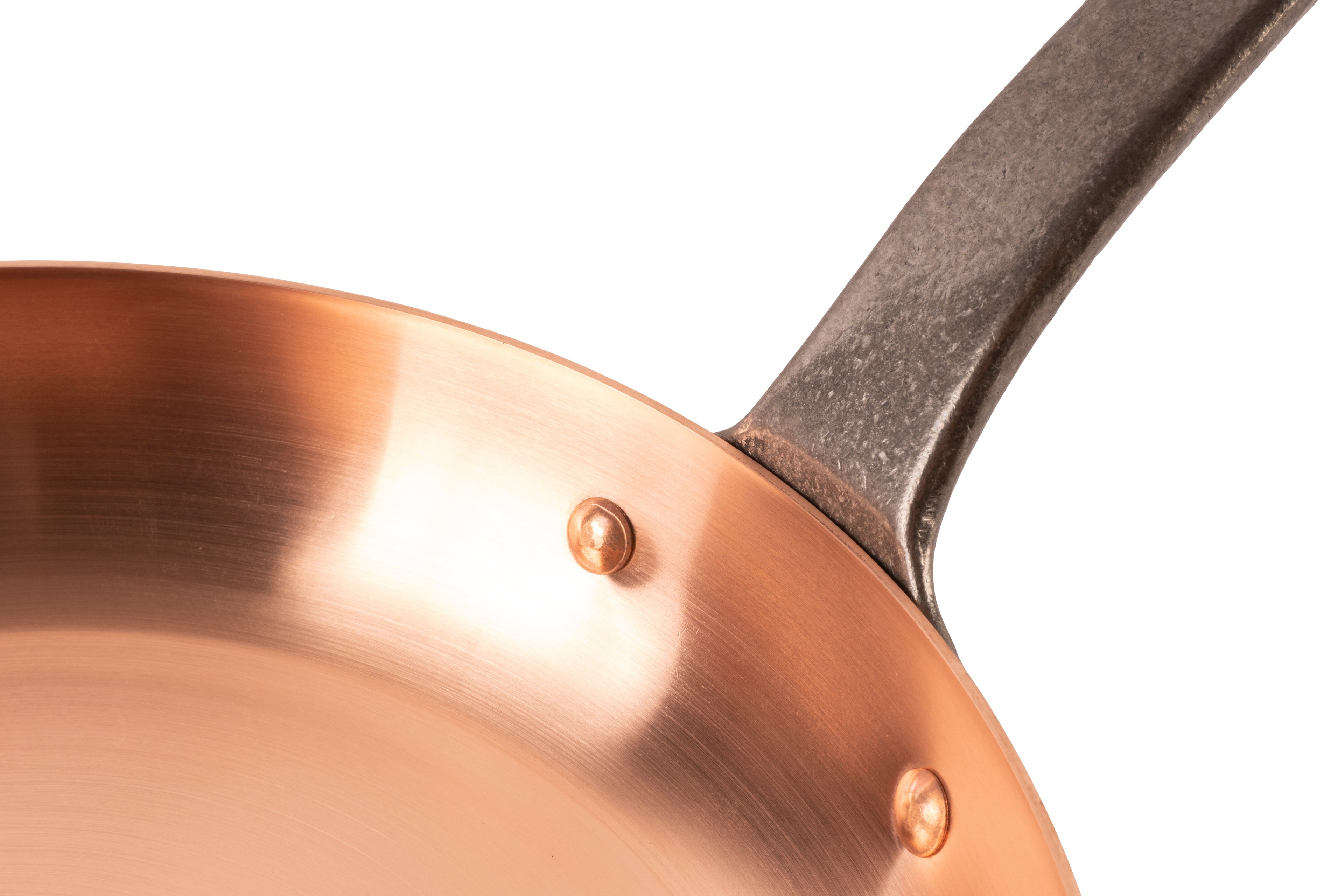 Pure copper frying pan for induction stoves without coating, Ø 11 in