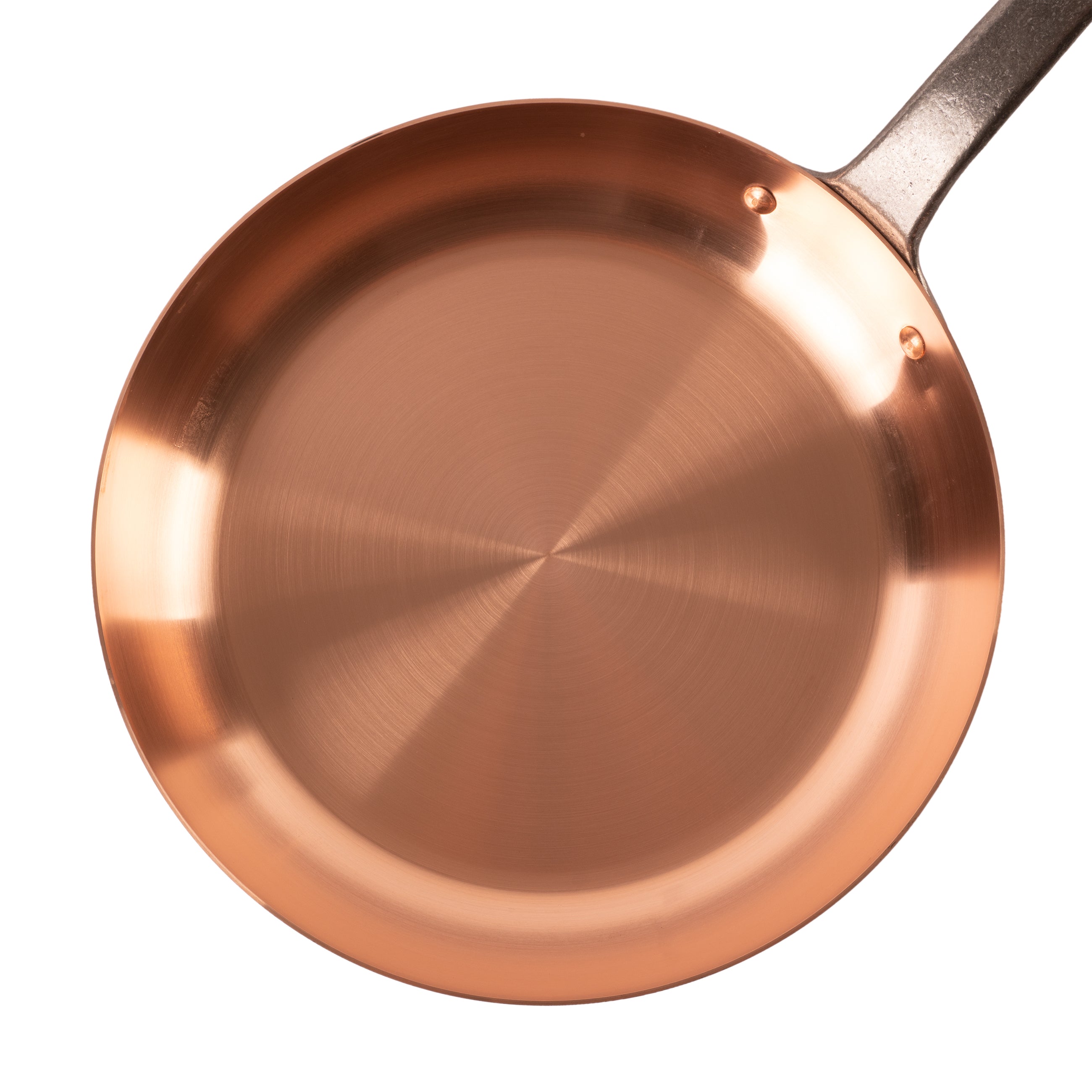 Pure copper frying pan for induction stoves without coating, Ø 11 in