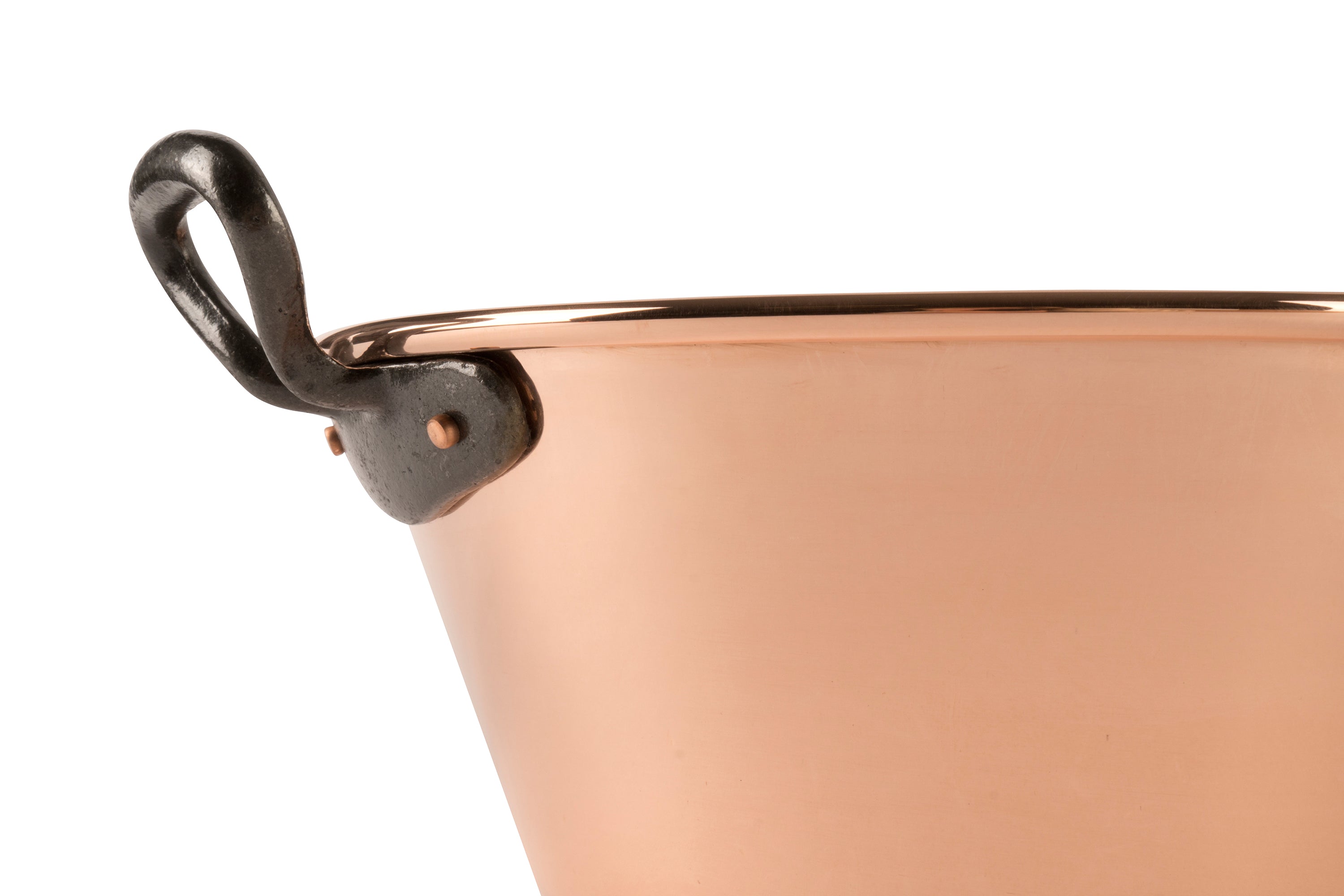 Copper jam pot for induction stoves with cast iron handles, 3.1 qt