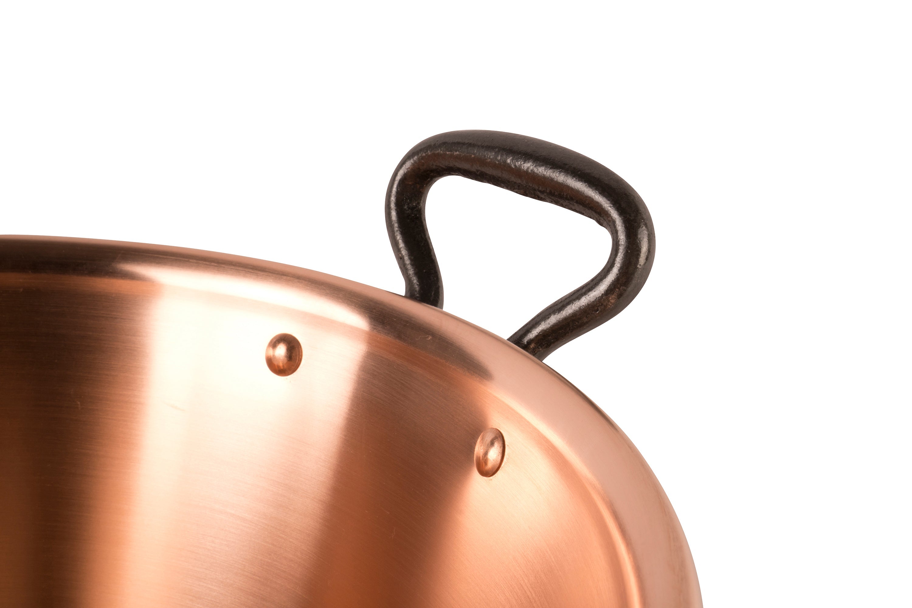 Copper jam pot for induction stoves with cast iron handles, 3.1 qt