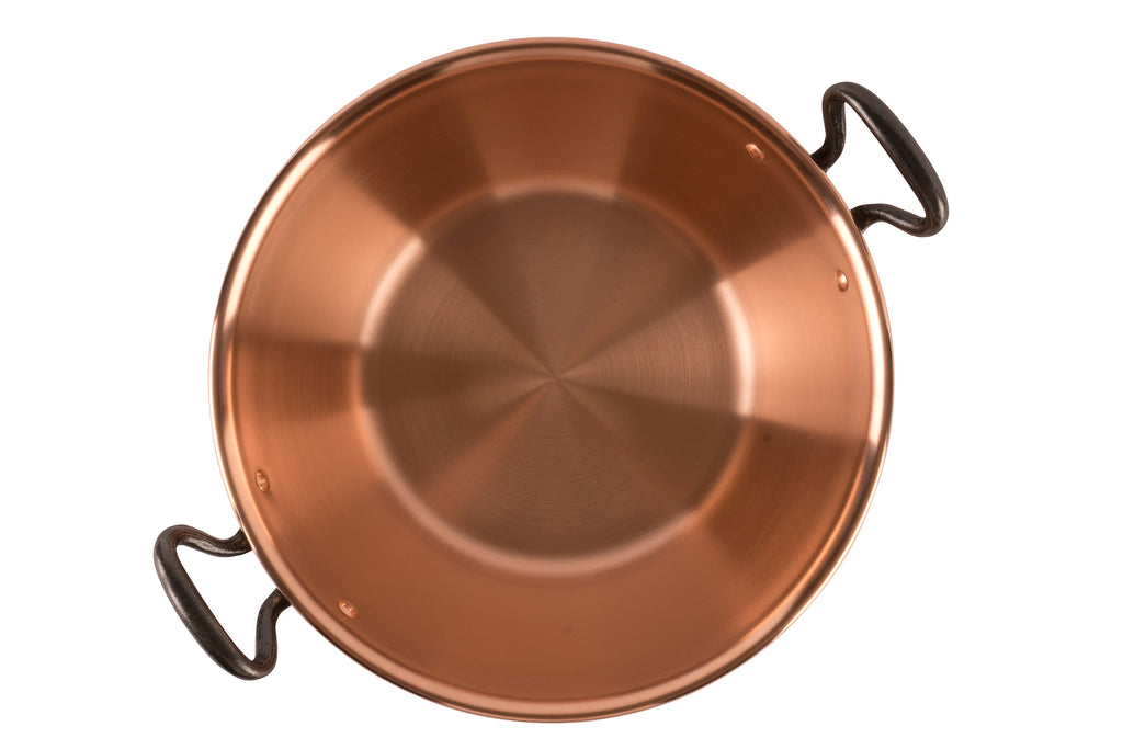 Copper jam pot with cast iron handles, 4.2 qt