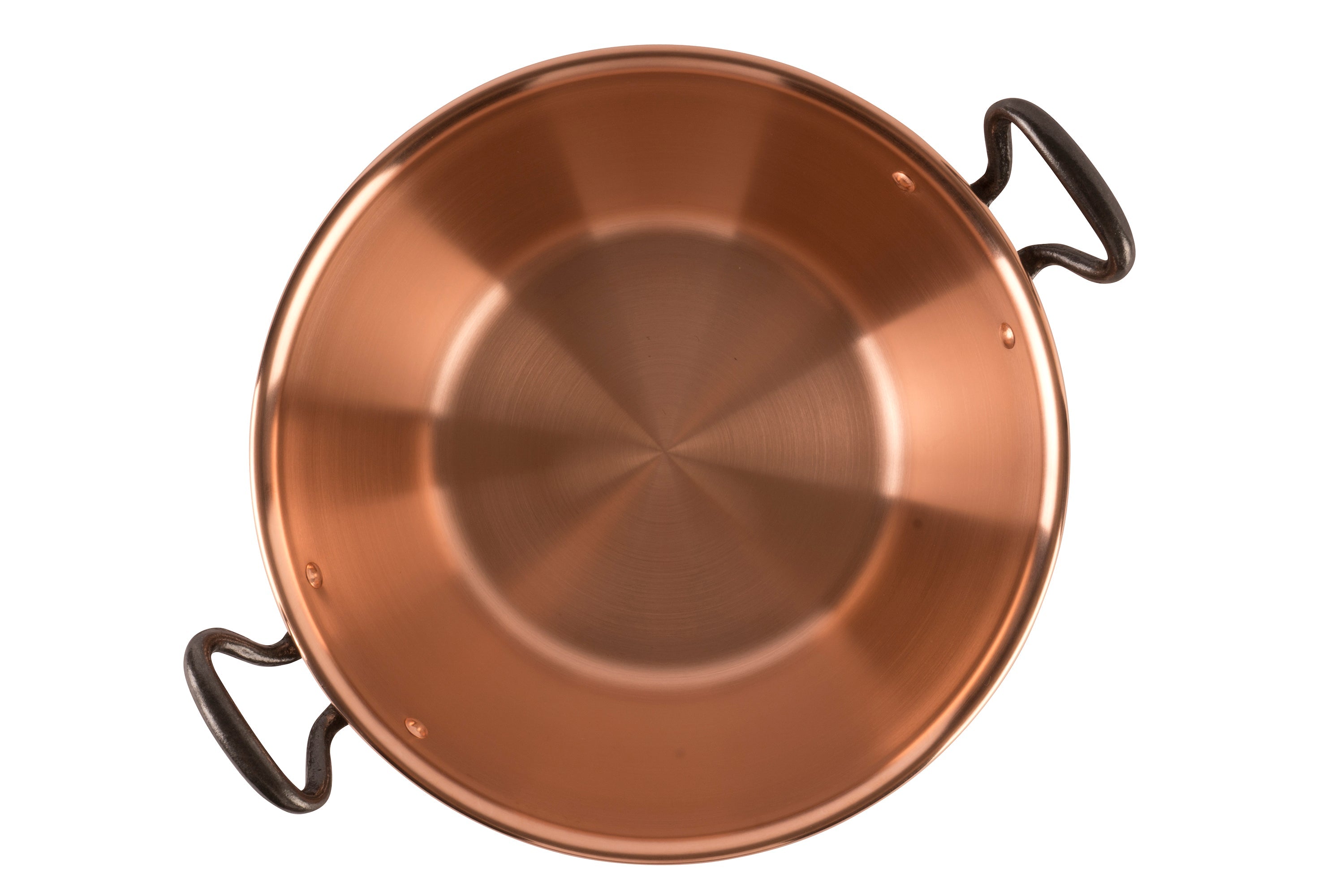 Copper jam pot for induction stoves with cast iron handles, 3.1 qt