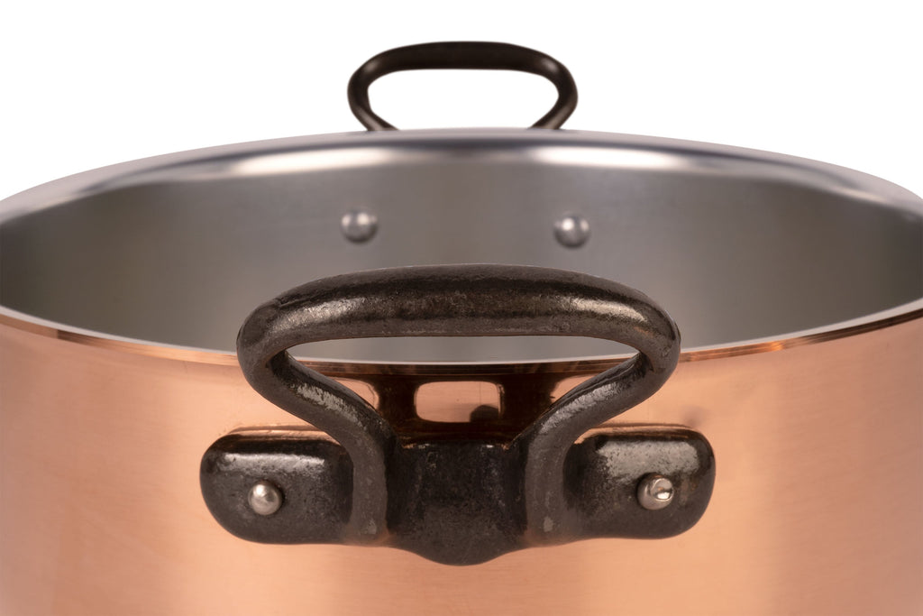 Tinned copper soup pot with higher walls, 6.3 qt