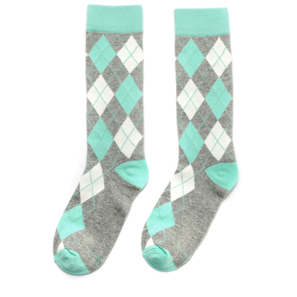 Mint and Grey Argyle Socks