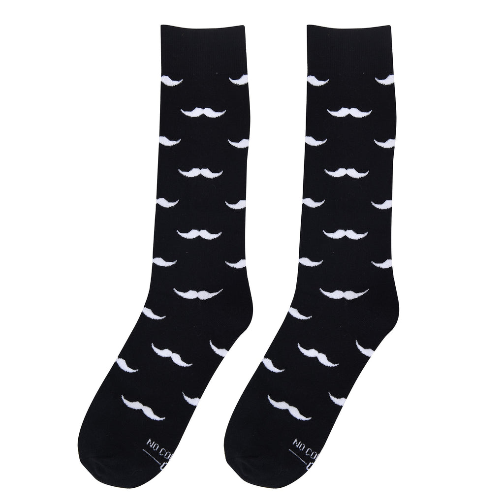 Black with White Mustache Socks