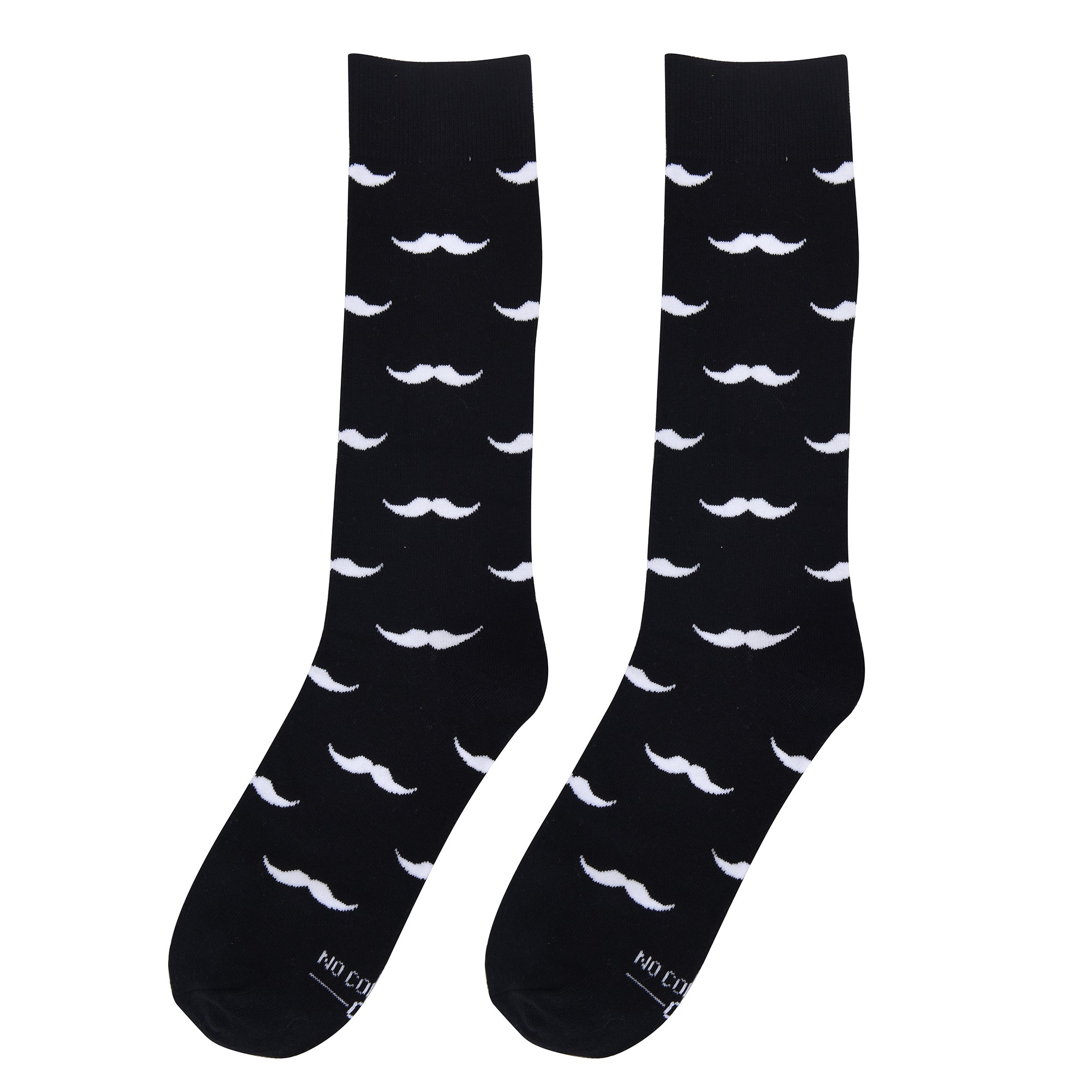Black with White Mustache Socks
