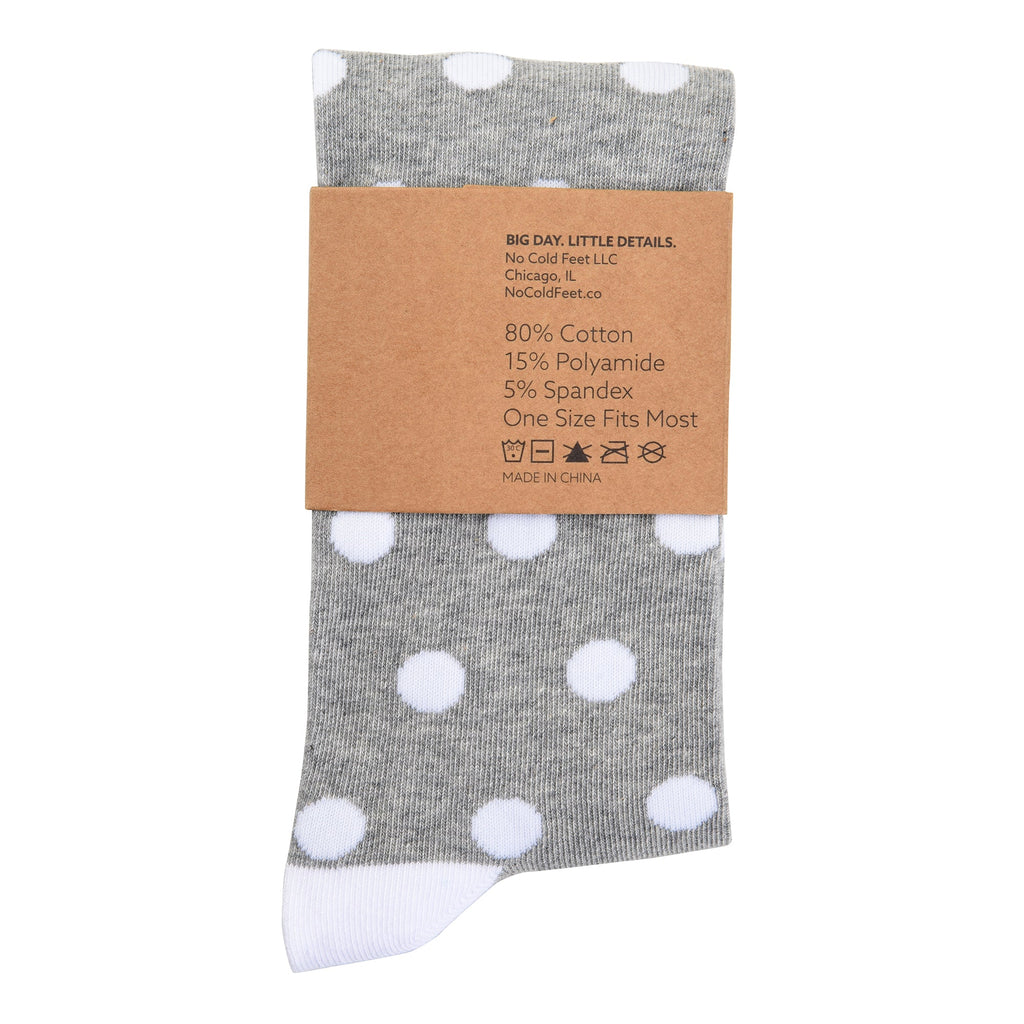 Grey Socks with White Polka Dot Socks