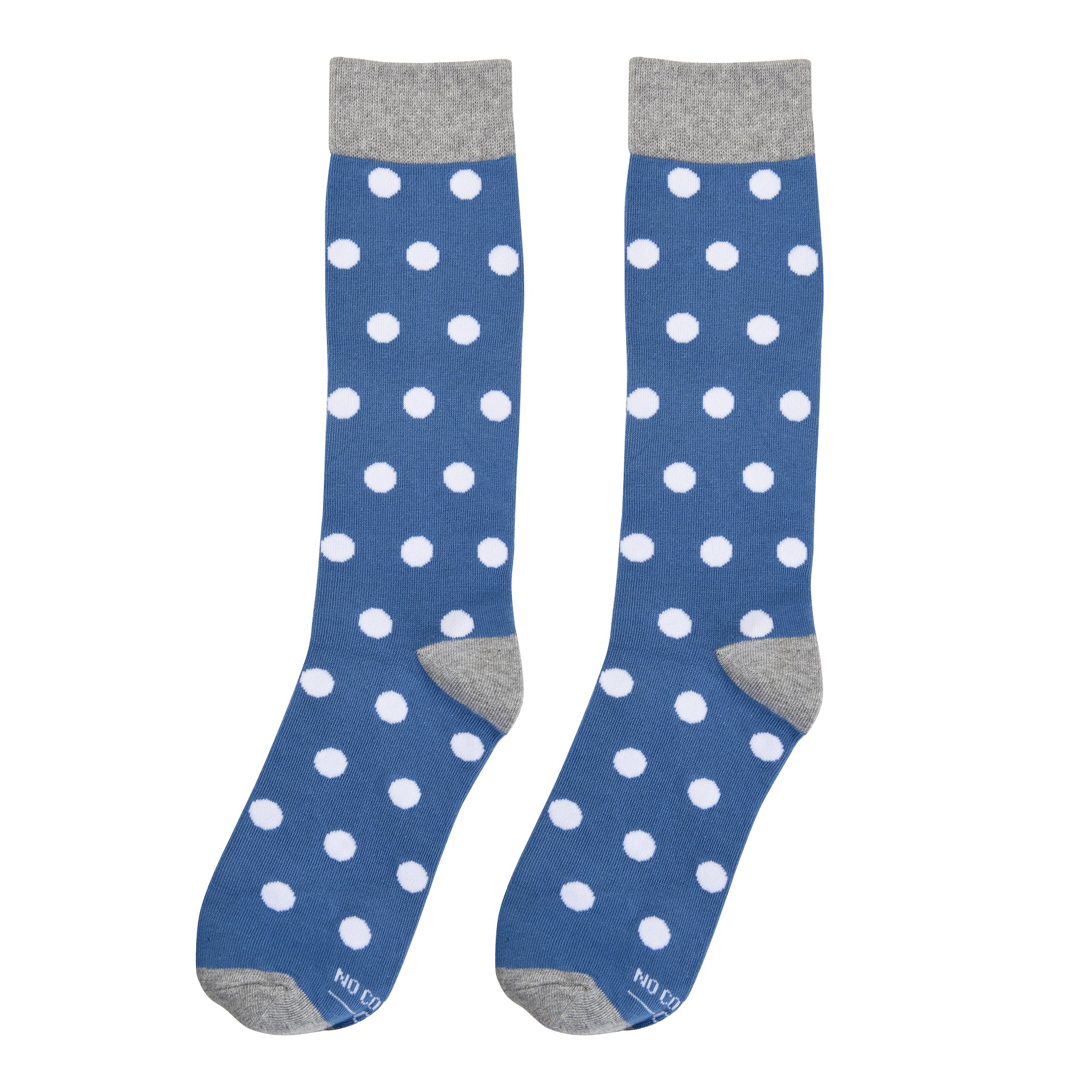 Steel Blue Socks with White Polka Dots