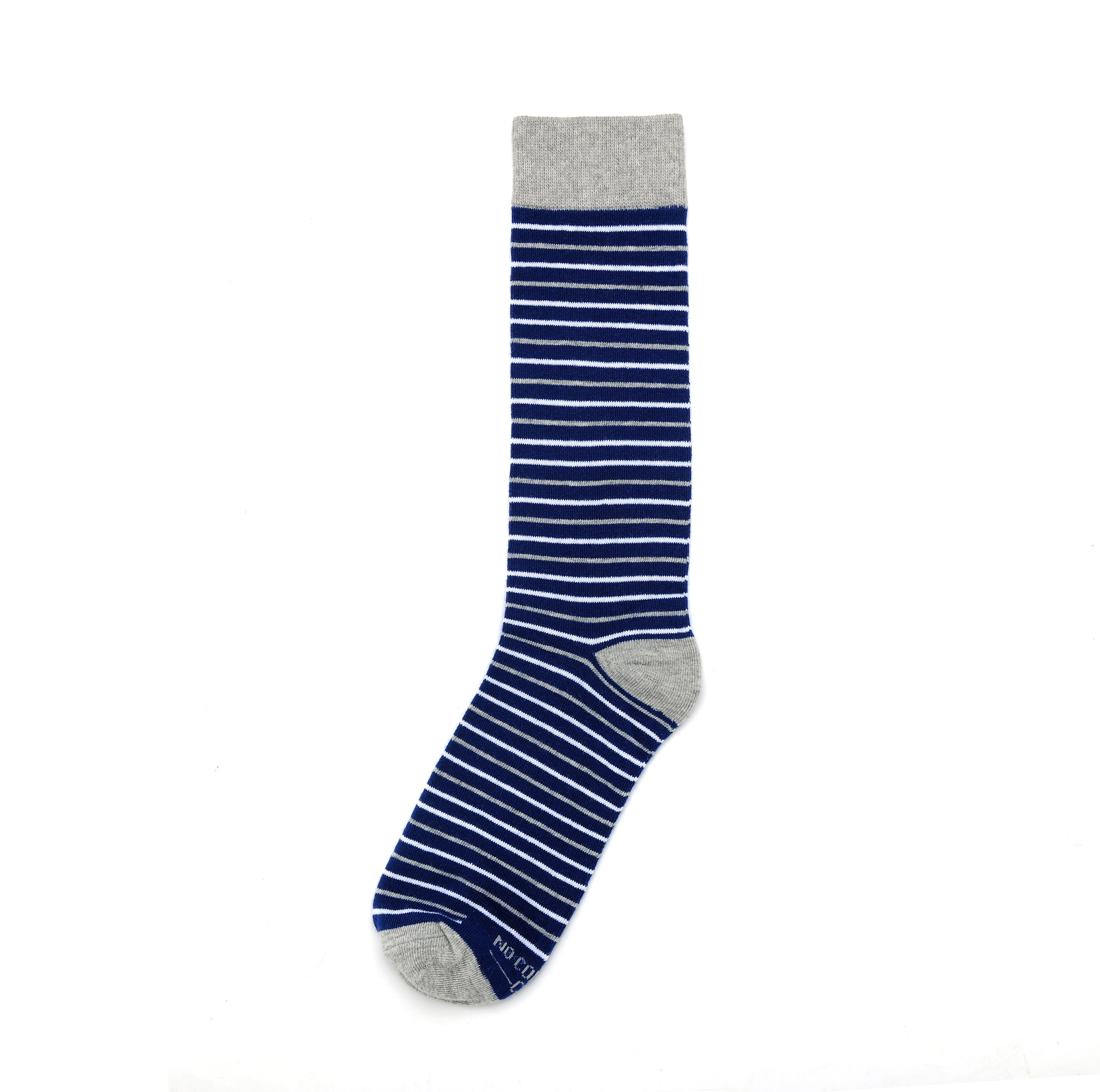 Navy and White Striped Socks