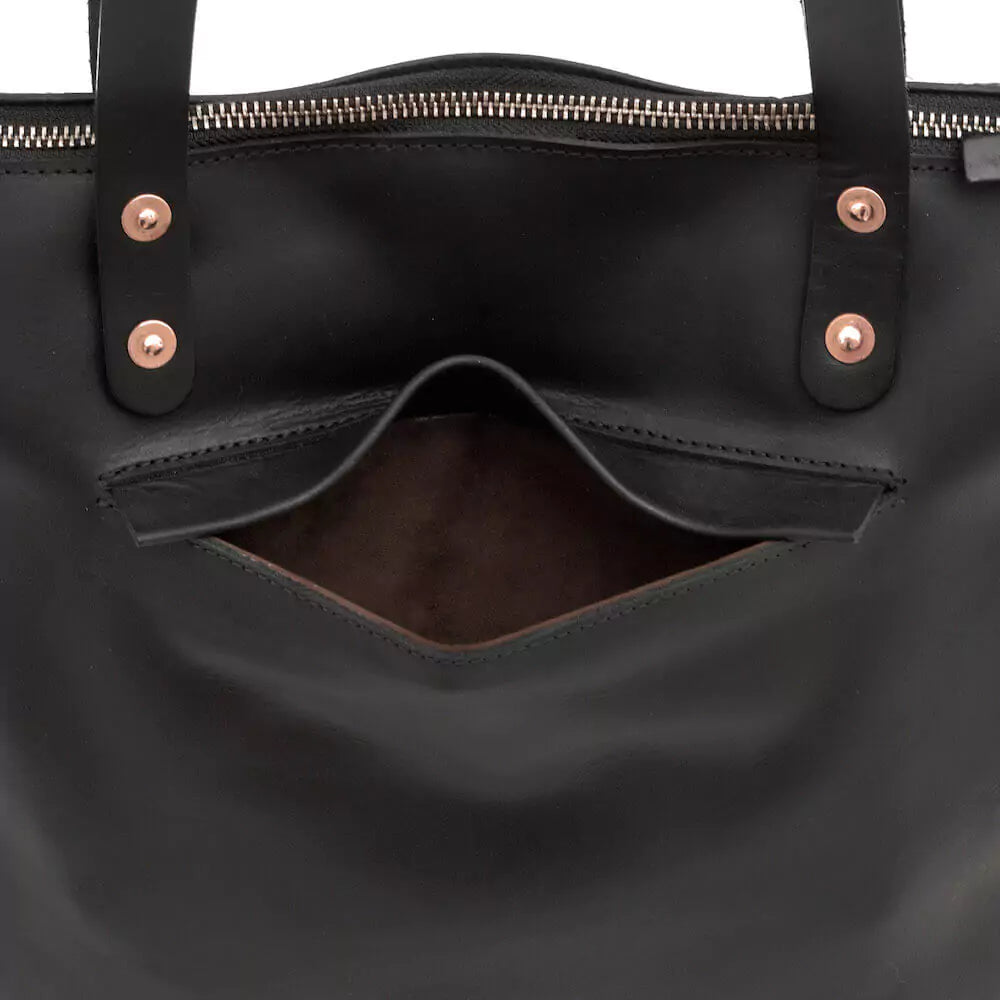 Eden LARGE Leather Tote Bag - Zippered
