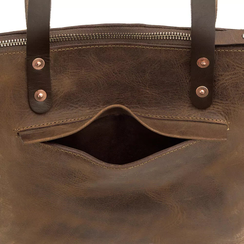 Eden SMALL Leather Tote Bag - Zippered